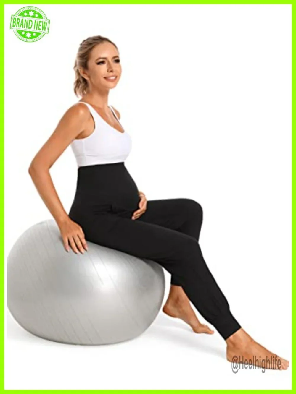 Maternity Joggers Pregnancy Sweatpants High Waist Overbump Lounge Athletic